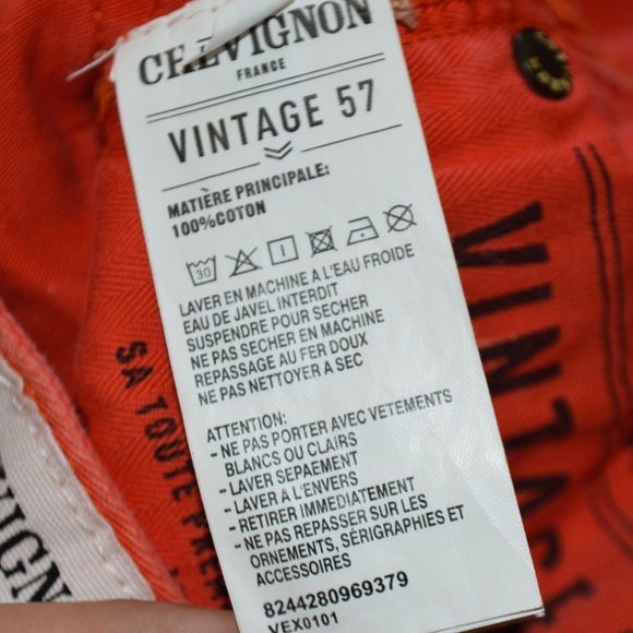 Chevignon Vintage 57 Slim Straight Orange Jean Pan - Picture 7 of 7